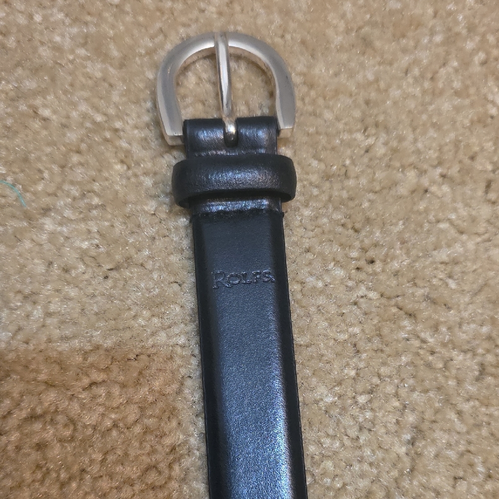 Rolfs Black Leather Belt with Silver Buckle‎